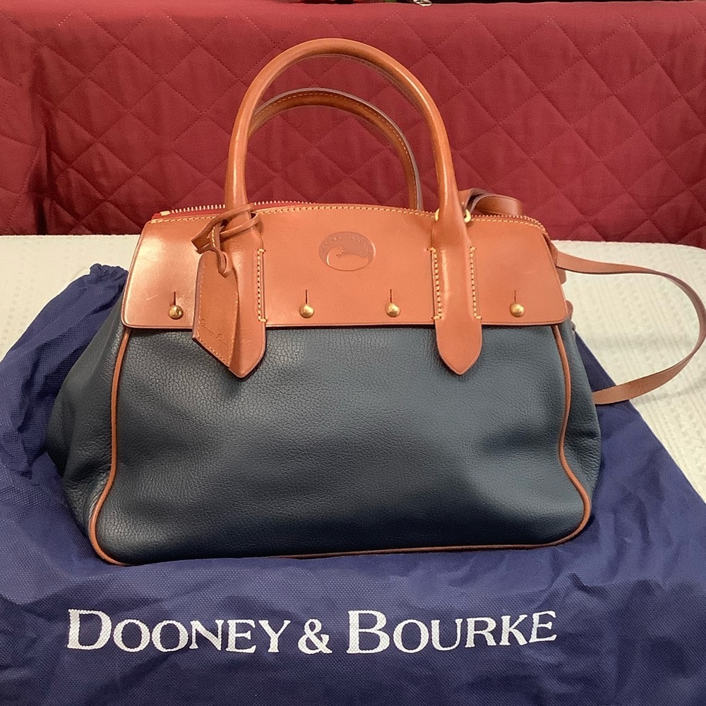 Dooney & Bourke Navy and brown XL Satchel